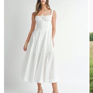 White Midi Sundress with Sweetheart Neckline